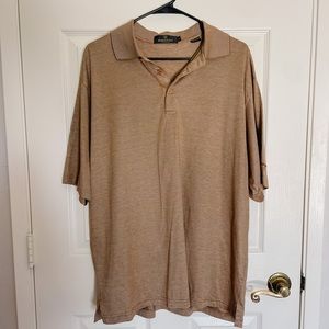 Bugatchi Uomo Shirt Mens Medium Golf Polo Brown Short Sleeve 100%Egyptian Cotton